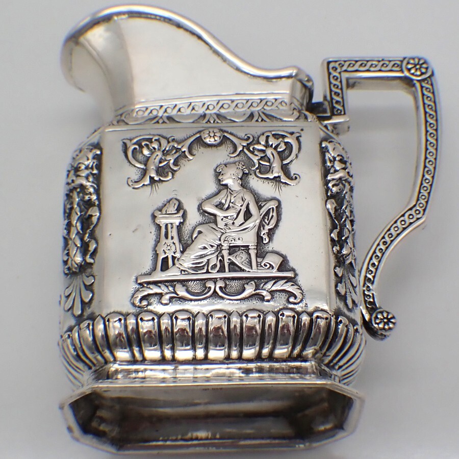 Ornate Three Piece Tea Set 800 Silver Mythical Decorations
