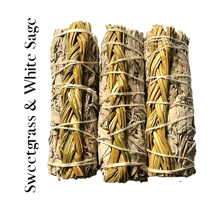 Premium Sweet Grass & White Sage Bundle - Natural Smudge Stick for Cleansing