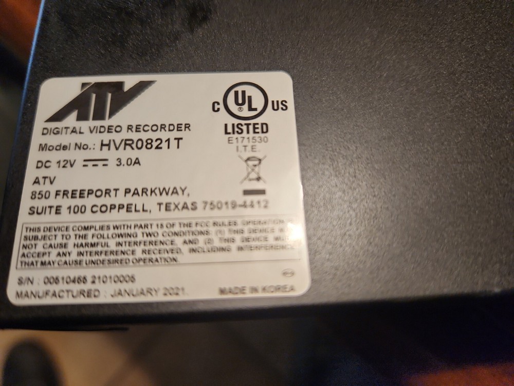 Atv Hvr0821t video recorder