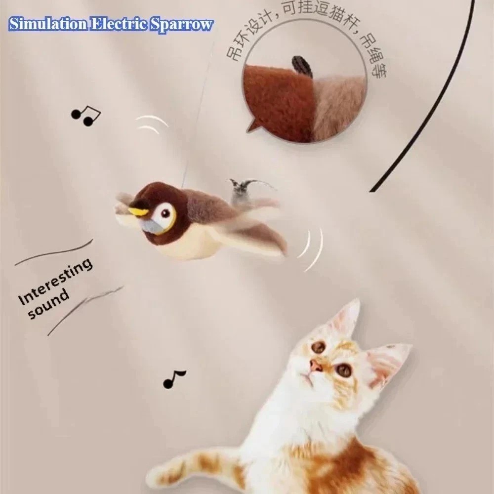USB Interactive Flying Bird Cat Toys Electronic Pet Simulation Sparrow Toy US