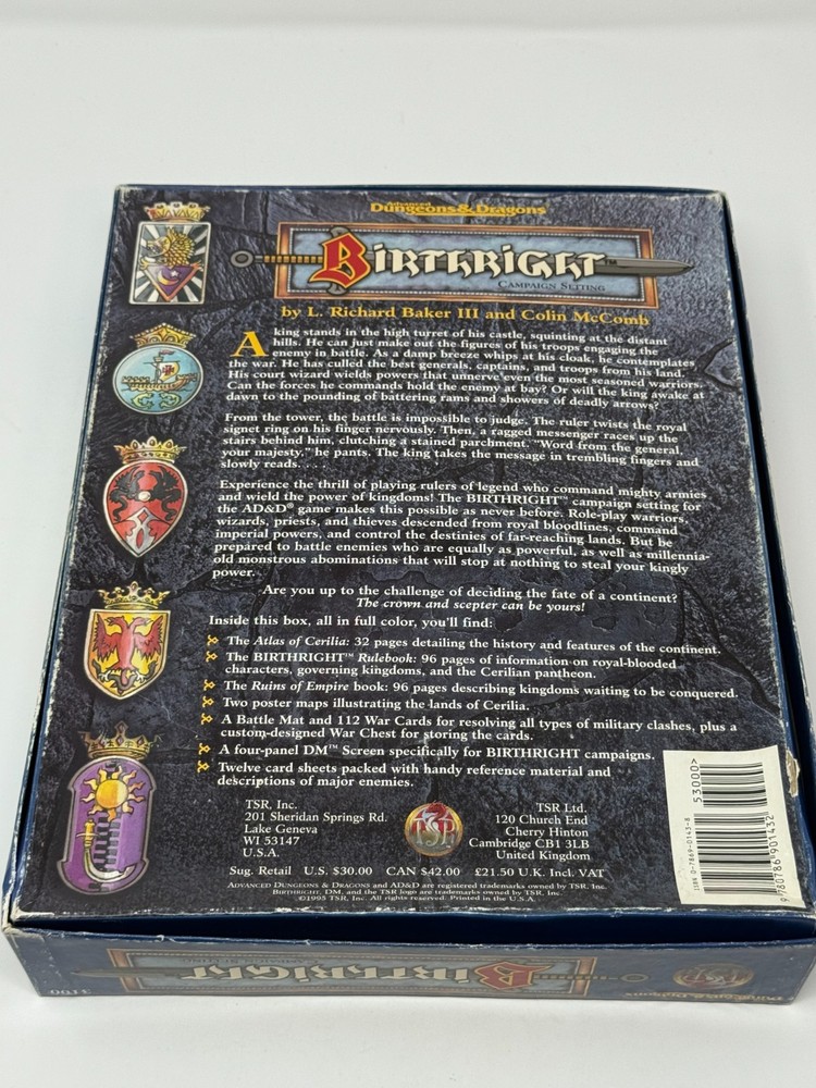 Advanced Dungeons and Dragons Birthright Campaign Setting CIB Unpunched