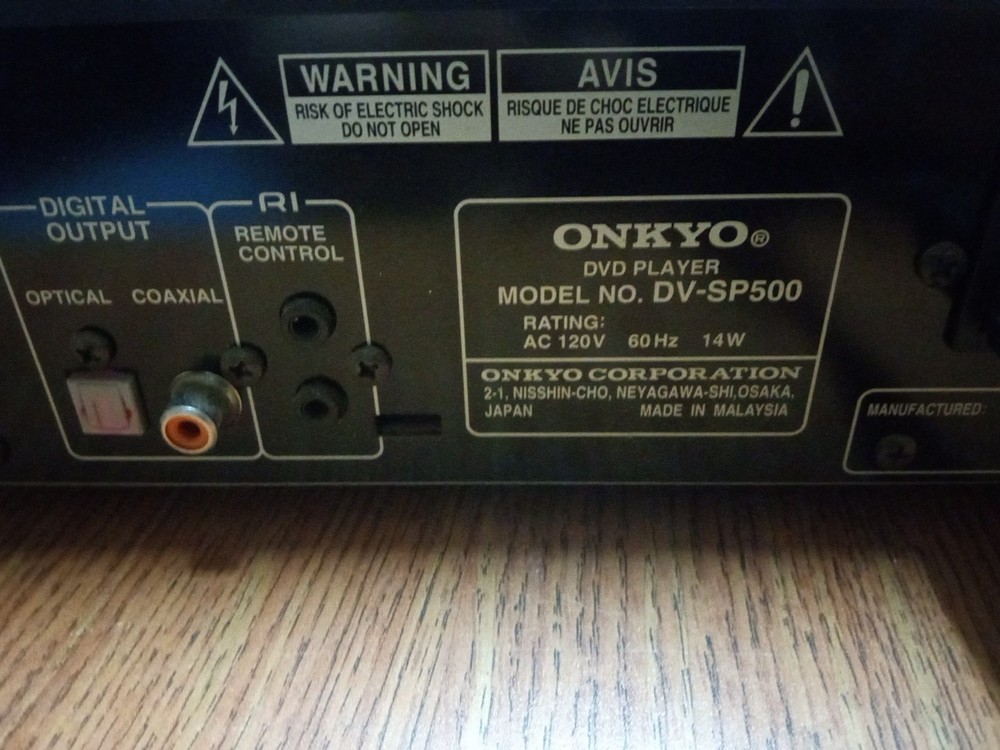 Onkyo Dvd Player DV-SP5 With Remote TESTED