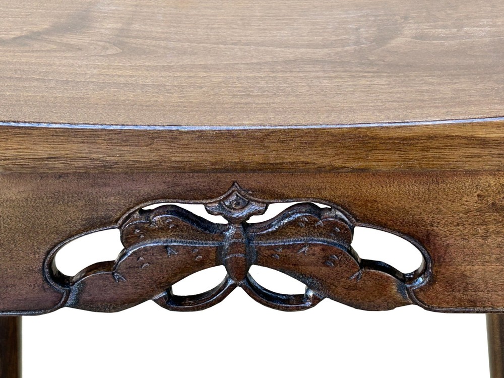 Walnut Brown Butterfly Accent Rectangle Backless Bench Side Table GB173
