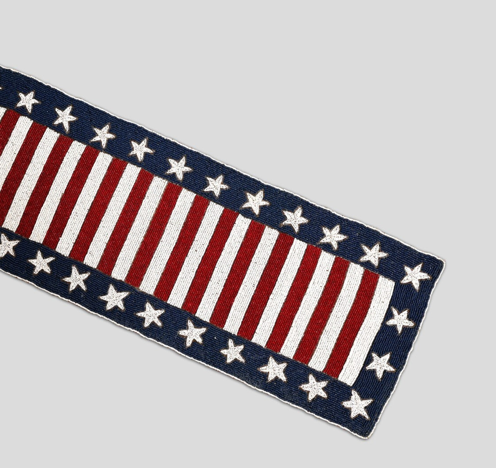 4th July Table Runner Flag Beaded Table Runner Independence Tableware 13X36In