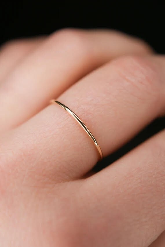 14k Thin Gold Ring Minimalist. Stackable SIZE: 5, 6, 7, 8, 9, 10