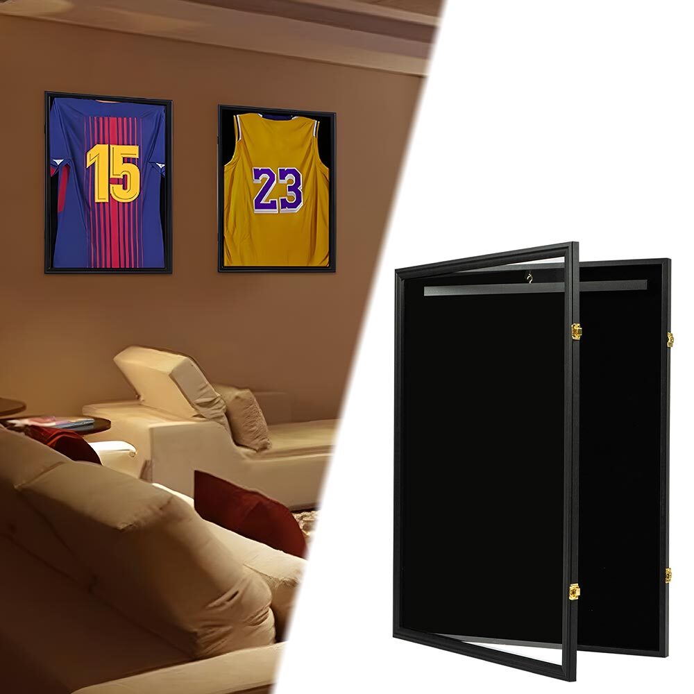 32" Jersey Frame Wall Display / Case Rack Football Basketball Frame Lockable Box