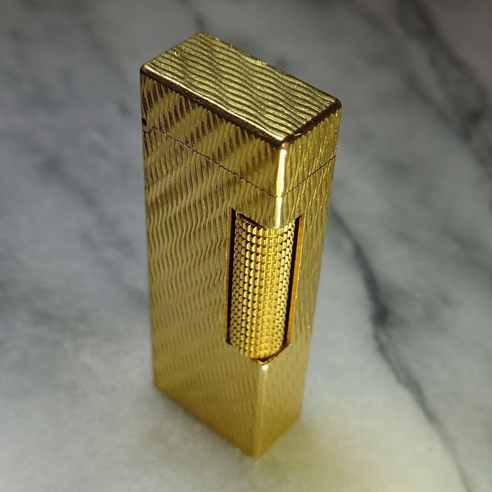Vintage Dunhill Rolla Gas Lighter Gold Wave Working Condition