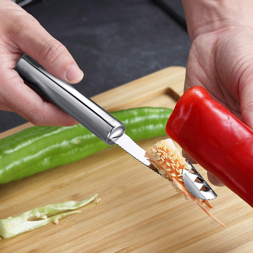 6 Pieces Corer and Pitter Fruit & Vegetable Multi-Function 6 Pack, Silver