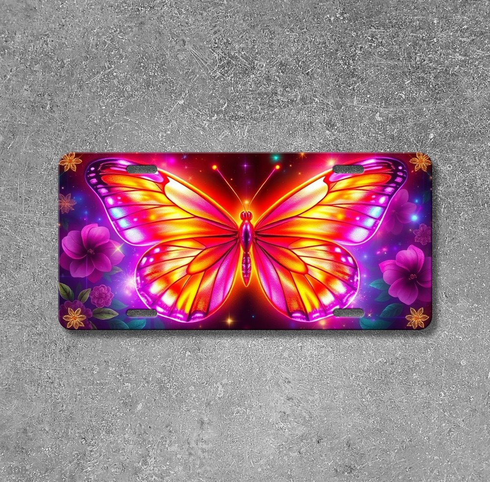 Fantasy Butterfly License Plate Auto Tag Custom Text Available Bright Butterfly