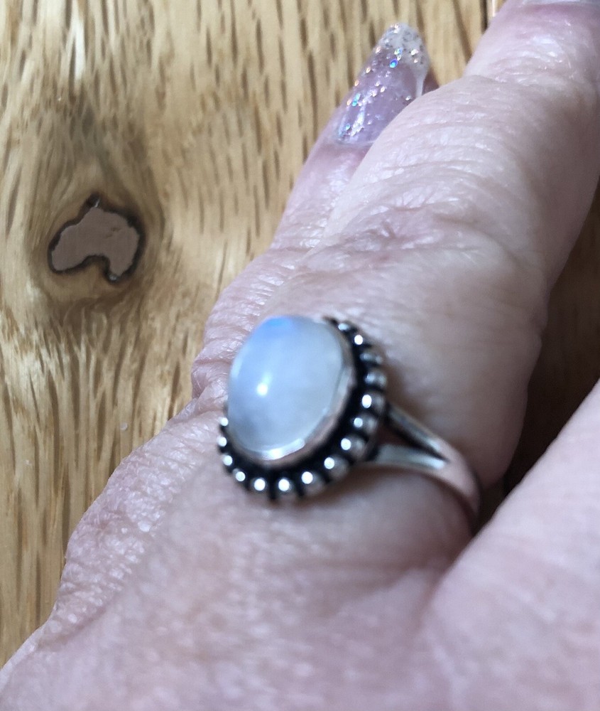 Dainty Moonstone Ring Size 7 Artisan Made Southwest