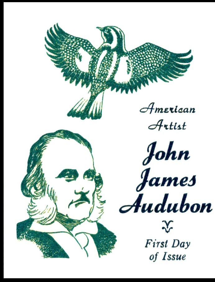 1241-12 John J Audubon FDC, Centennial cachet, Combo, Open Flap, Unaddressed