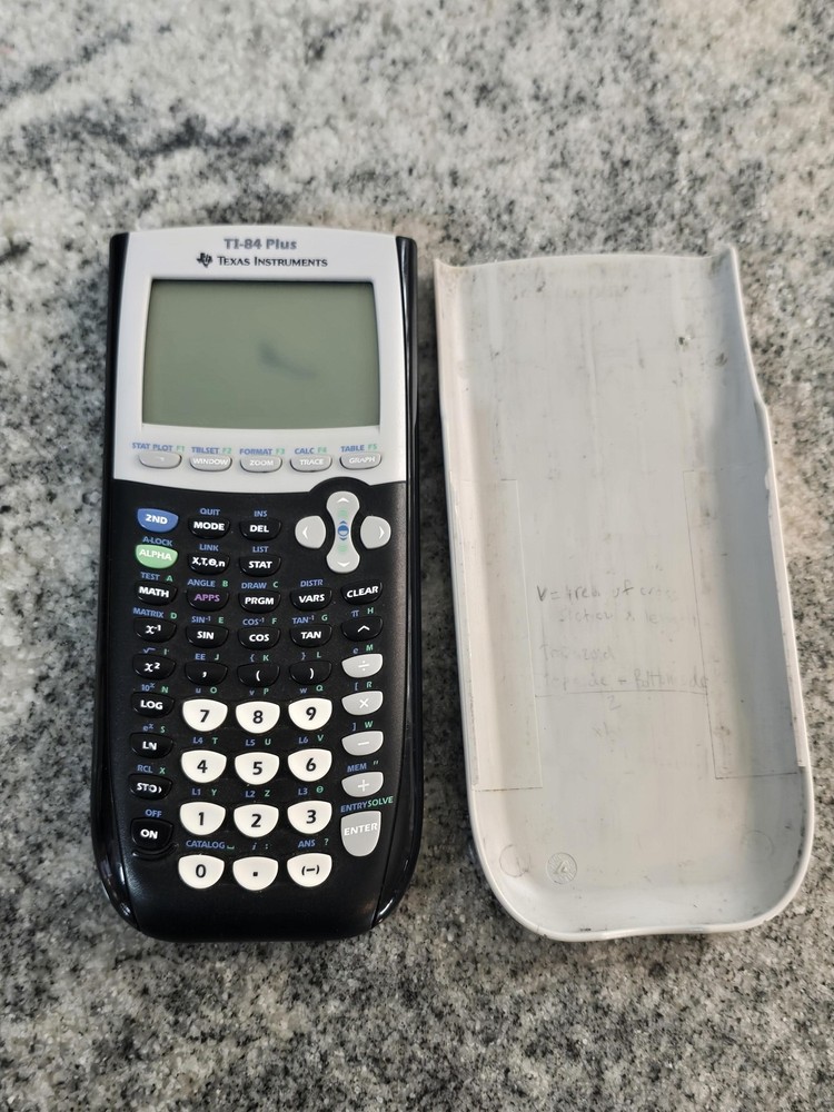 Texas Instruments TI-84 Plus Graphing Calculator Handheld Black White Math LCD
