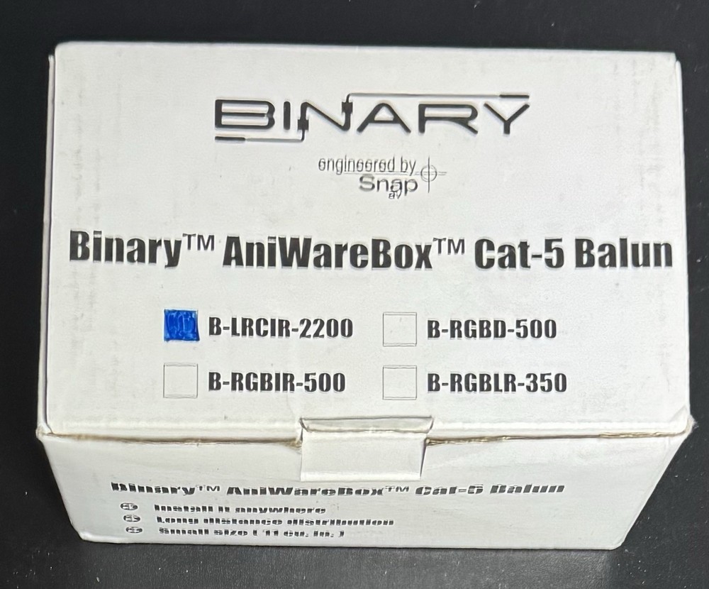 NEW - BINARY SNAP ANTIWAREBOX CAT 5 BALUN B-LRCIR-2200