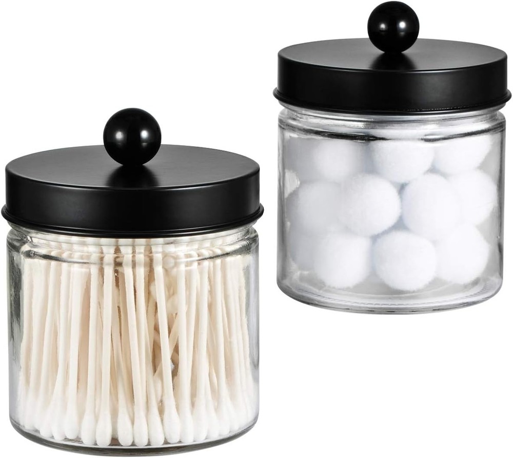 SheeChung Bathroom Organizers and Storage - 2Pack Qtip Holders 2 Pack, Black