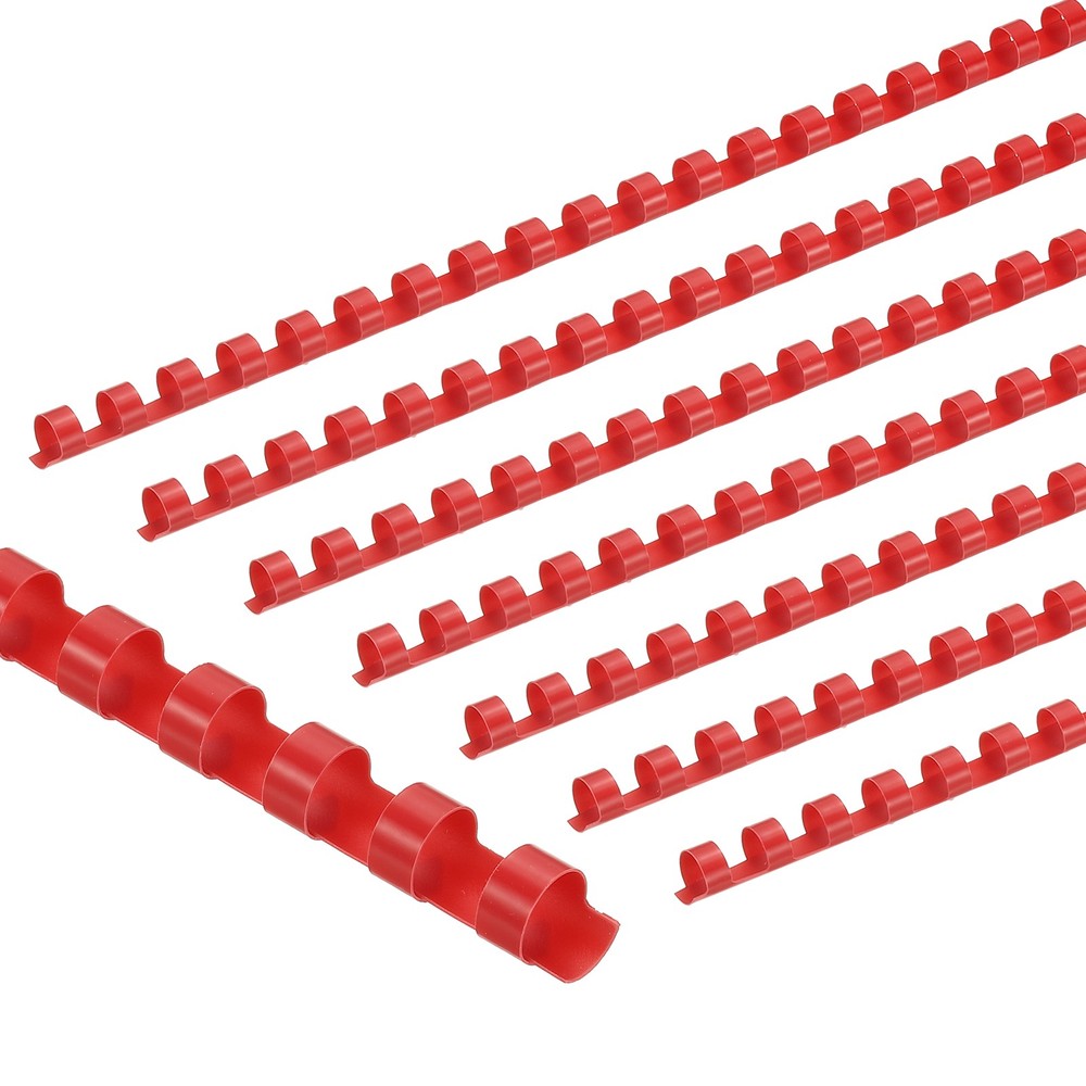 200 Pcs 10mm (3/8") Plastic Binding Combs 60 Sheet Capacity 21 Rings, Red