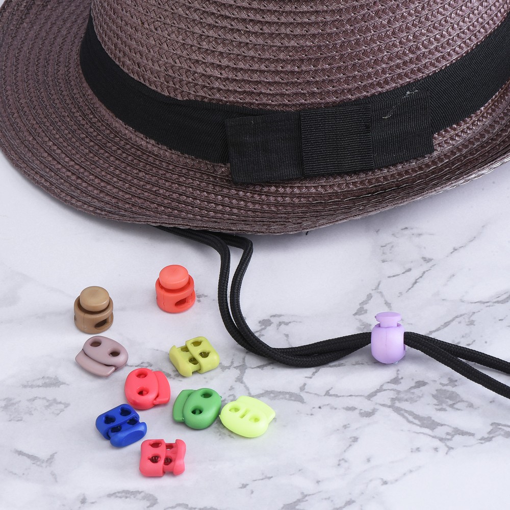 17mm Cord Locks Set, 50 Pack Round Double Hole Multicolor Spring Toggle Stopper