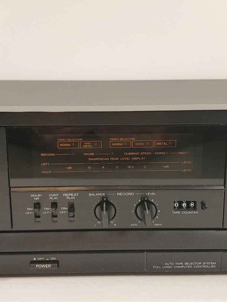 Sharp RT-W3200 Stereo Double Cassette Deck Tested No Remote