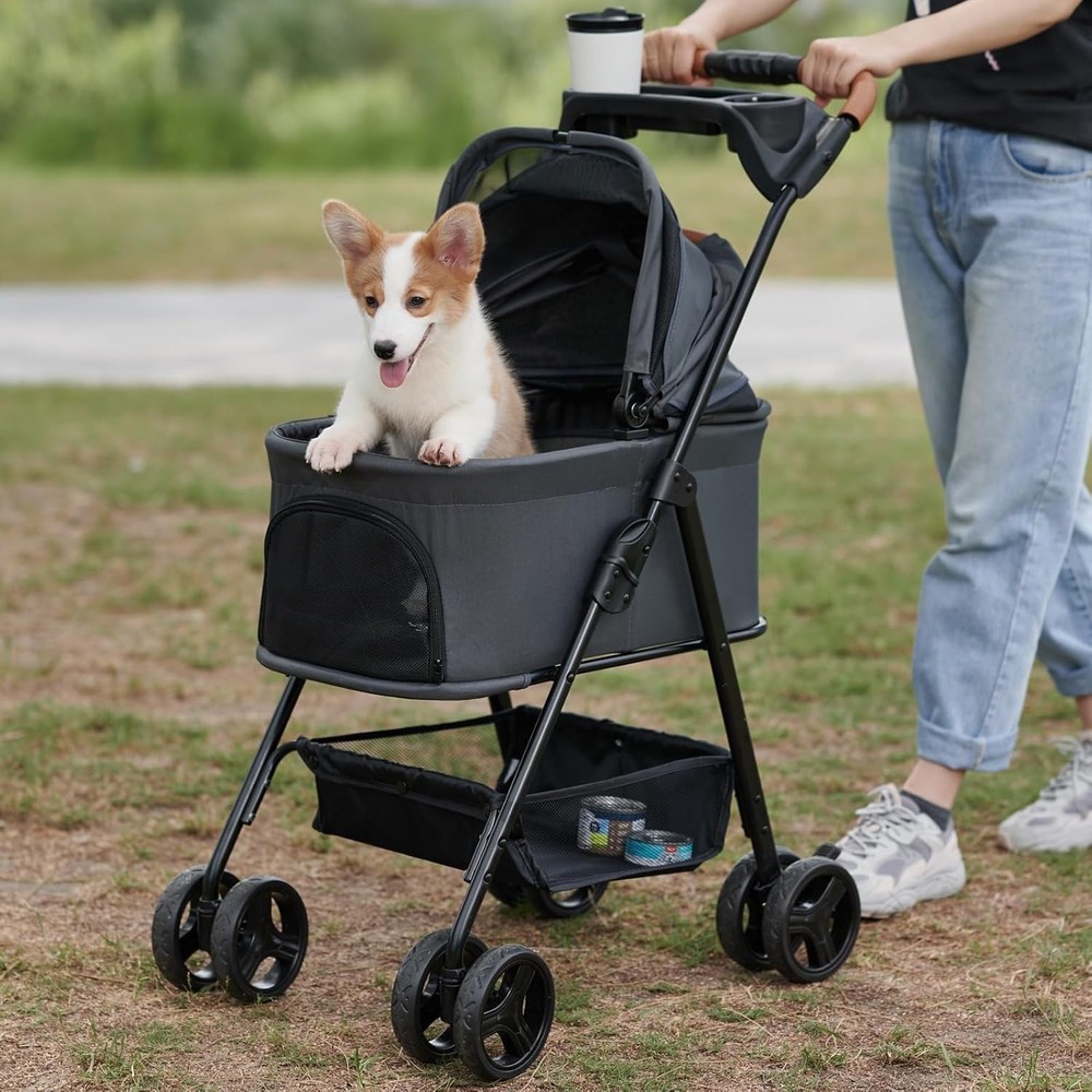 3 in 1 Pet Stroller W/ Removable Carrier Folding Stroller Small/Medium Dogs &