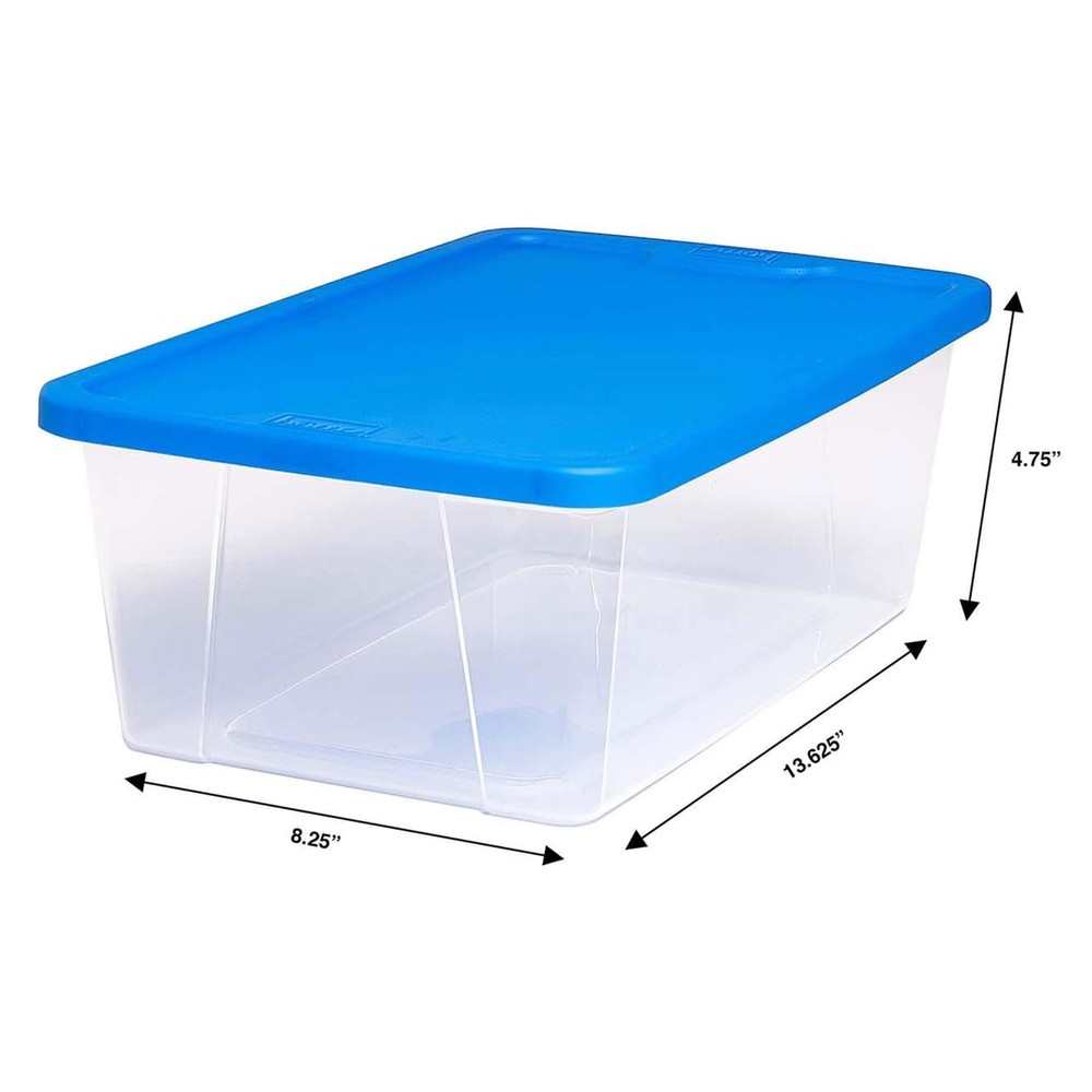Homz Snaplock 6 Qt Stackable Plastic Storage Container w/Lid, Blue (20 Pack)