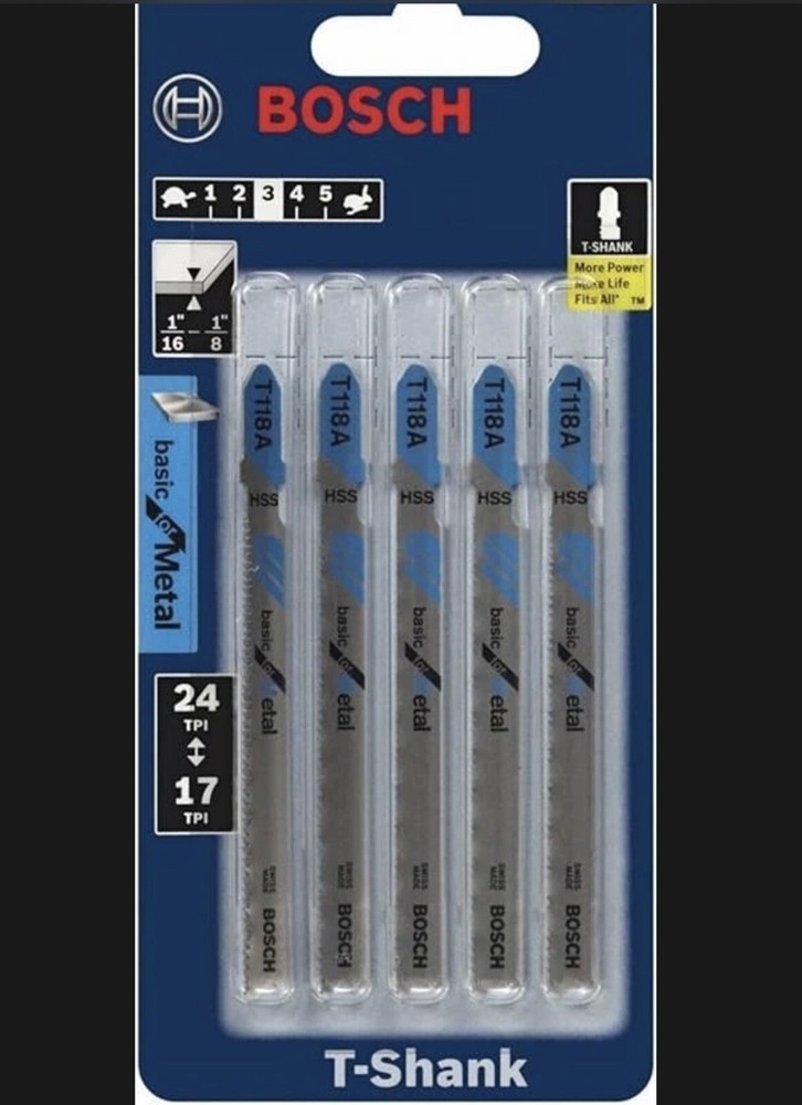 Bosch 4in T-Shank Jigsaw Blades Basic For Metal (5) Pack