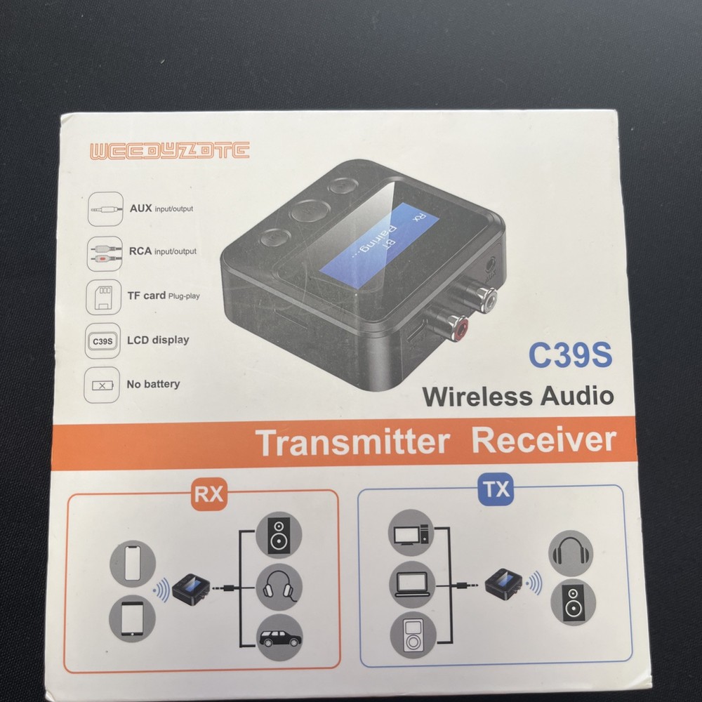 C39S Wireless Audio Transmitter Receiver LCD Screen Display Bluetooth Aux MP3