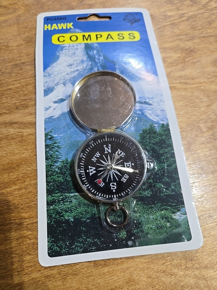 Hawk Brass Folding Compass w/ Lanyard Loop