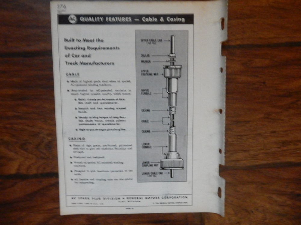 1955 AC Cable & Casing Specification Chart & Catalog 276 Weatherly Index