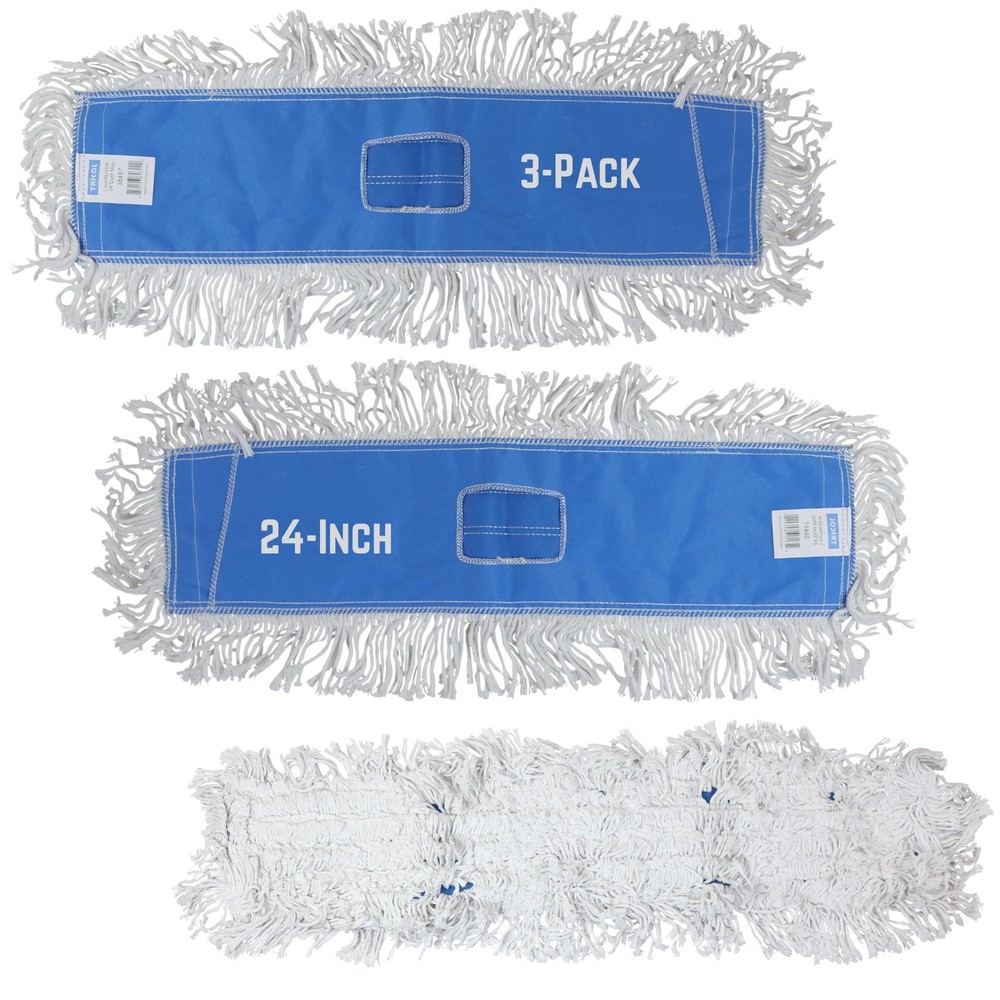 Iconikal 3 Pack Cotton Rectangular Dust Mop Head Replacement, Launderable Reu...