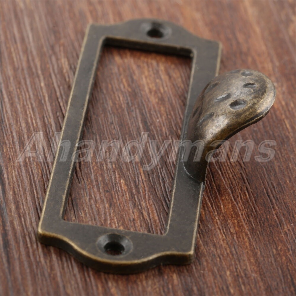 10PCS Antique Library File Cabinet Drawer Tag Label Pull Frame Name Card Holder