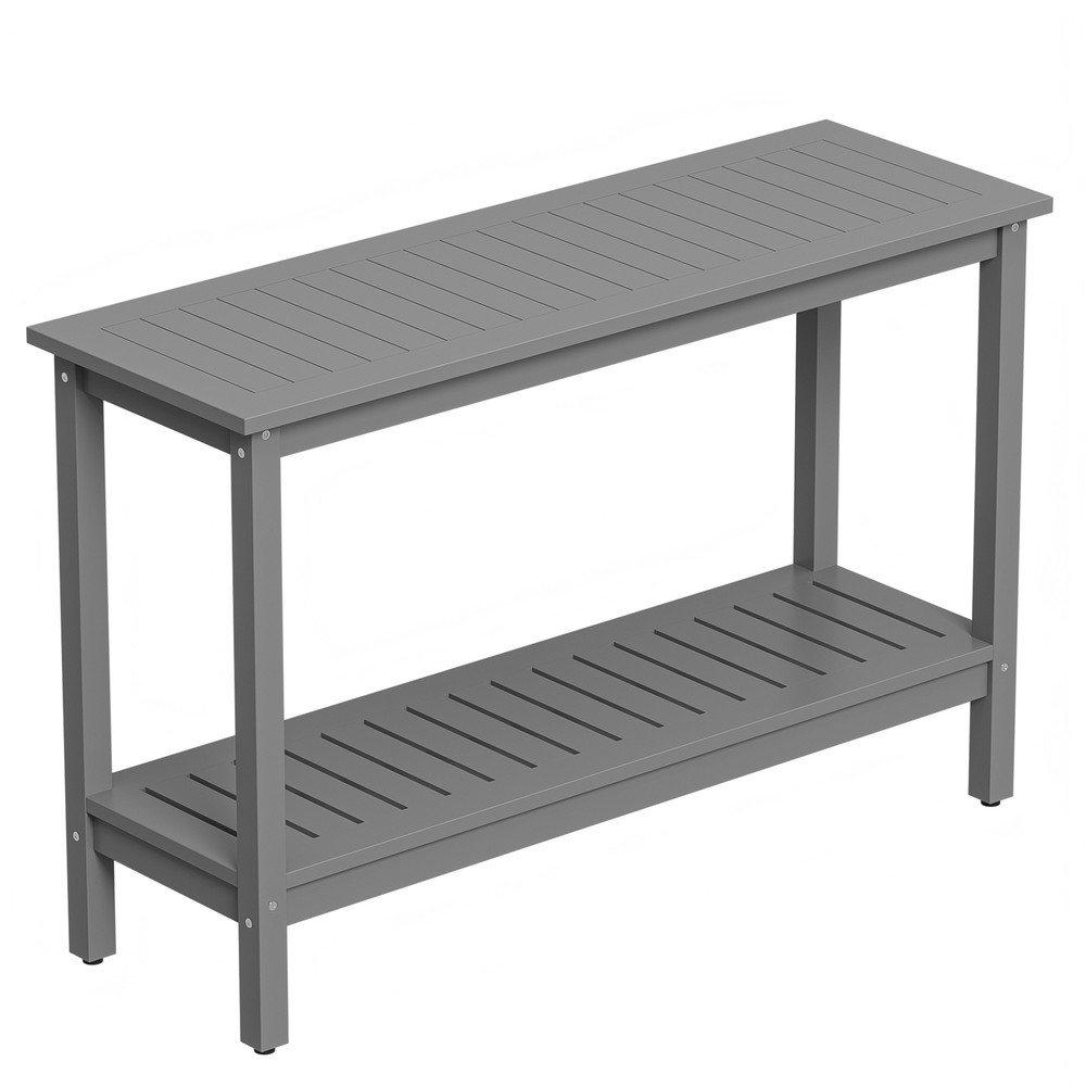 48'' Console Table Entryway Sofa Side Table w/ 2 Storage Shelves Organizer Gray
