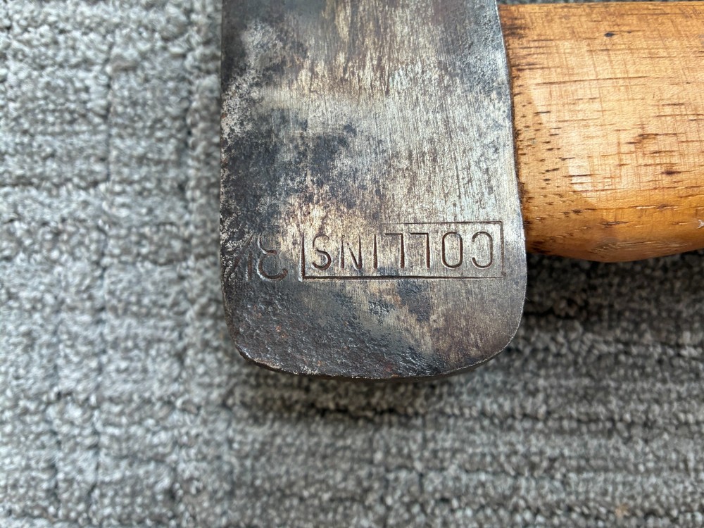 Vintage Collins Commander Single Bit Axe Phantom Bevel 34in Hickory Handle Decal