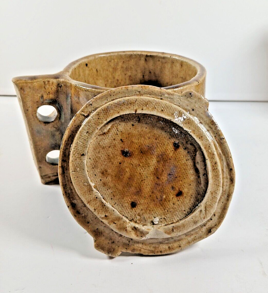 Studio Pottery Sugar & Creamer Set Handmade Drip Glazed Primitive Farmhouse