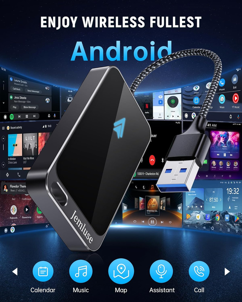 Android Auto Wireless Adapter for Factory Wired Android Auto Car, Instant Con...