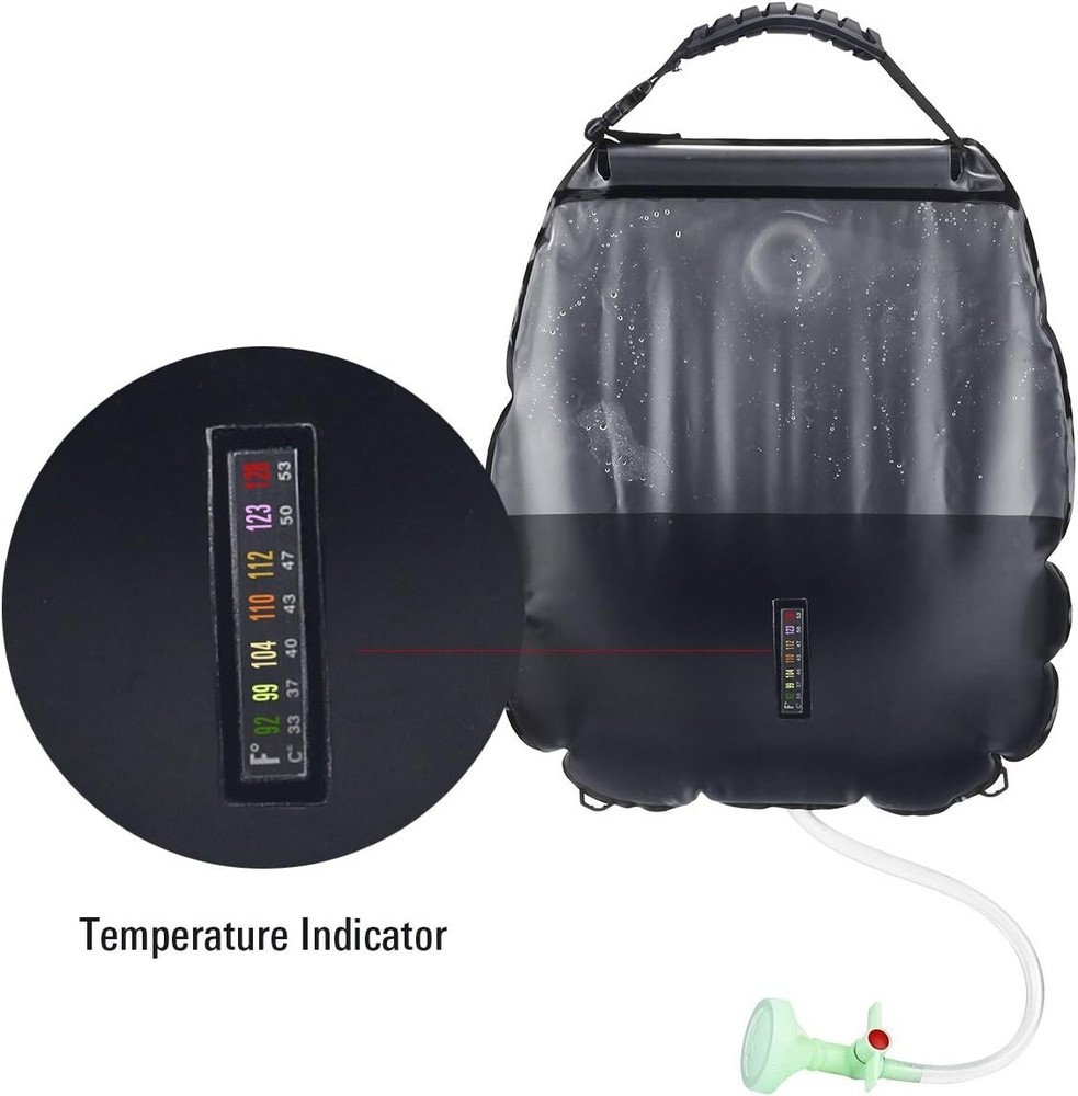 Portable 5 Gallon Camping Shower Bag - Quick Heating & Temperature Control