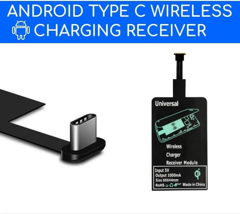 Ultra-Slim Type-C Wireless Charging Adapter for Android Devices - 1000mA