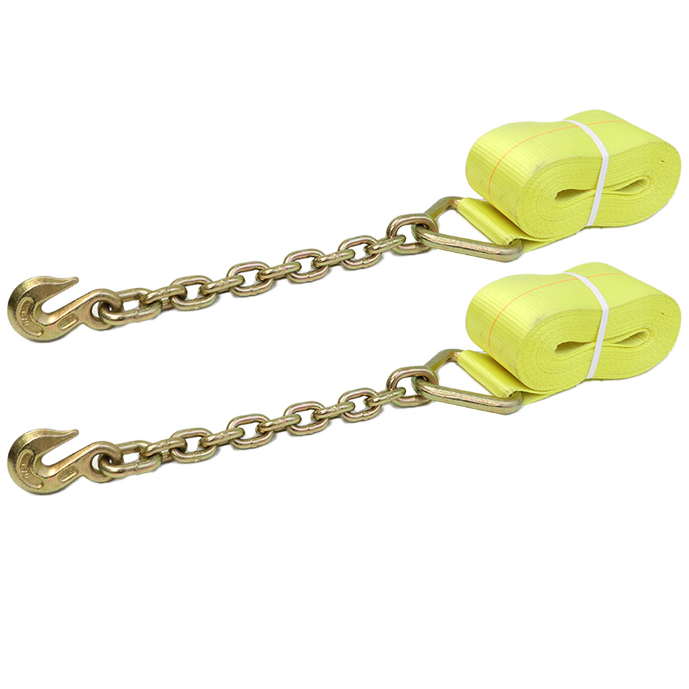 BoxerTool Winch Strap 4" x 30'  Chain Hook 16,200lbs Heavy Duty Cargo 2 Pack