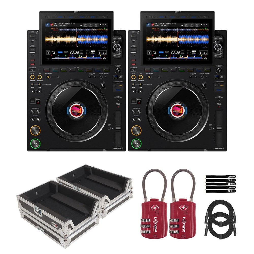 AlphaTheta CDJ-3000X DJ Player 2-Pack with XS-CDX Flight Cases Package