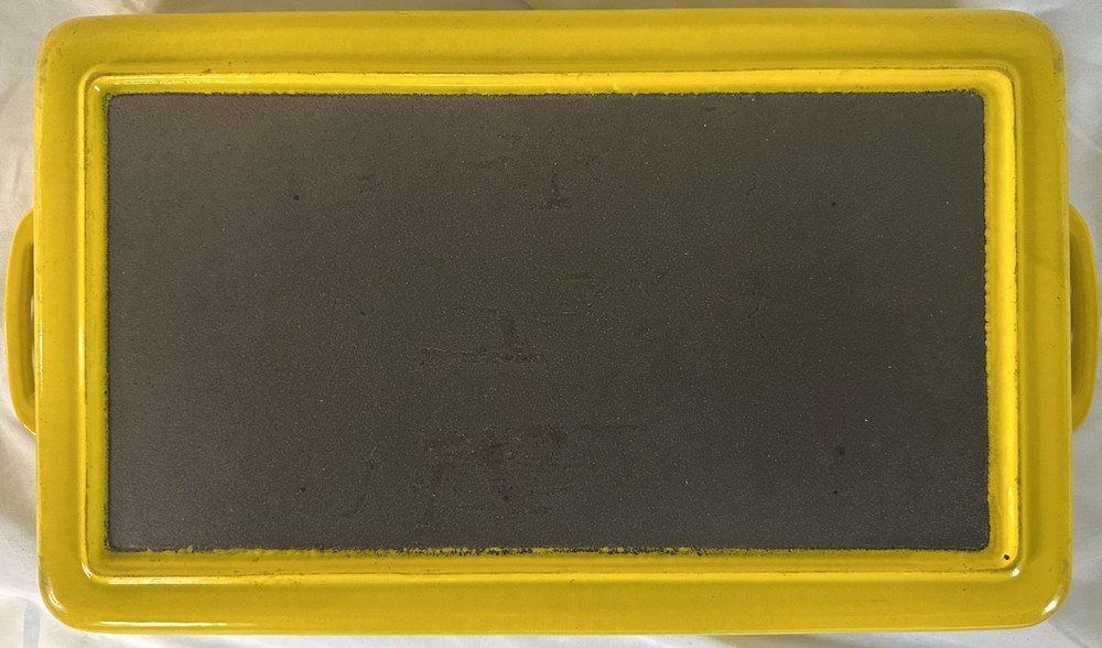 Yellow Enamel Cast Iron Rectangular Baking Dish - Scandinavian MCM Style