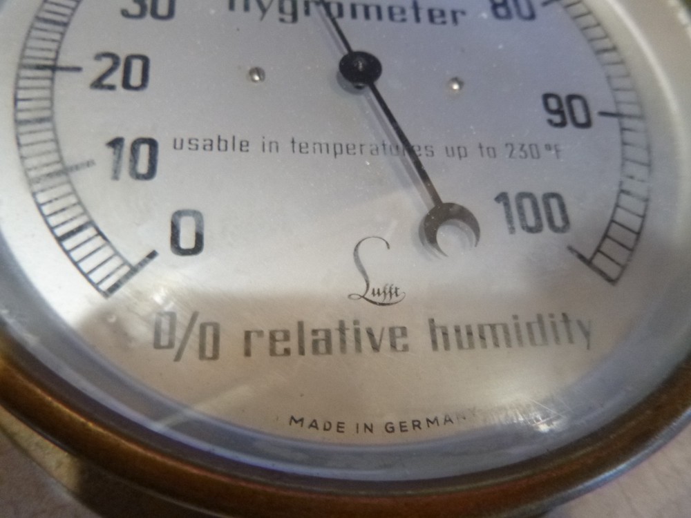 TWO VINTAGE BRASS HYGROMETER GAUGES