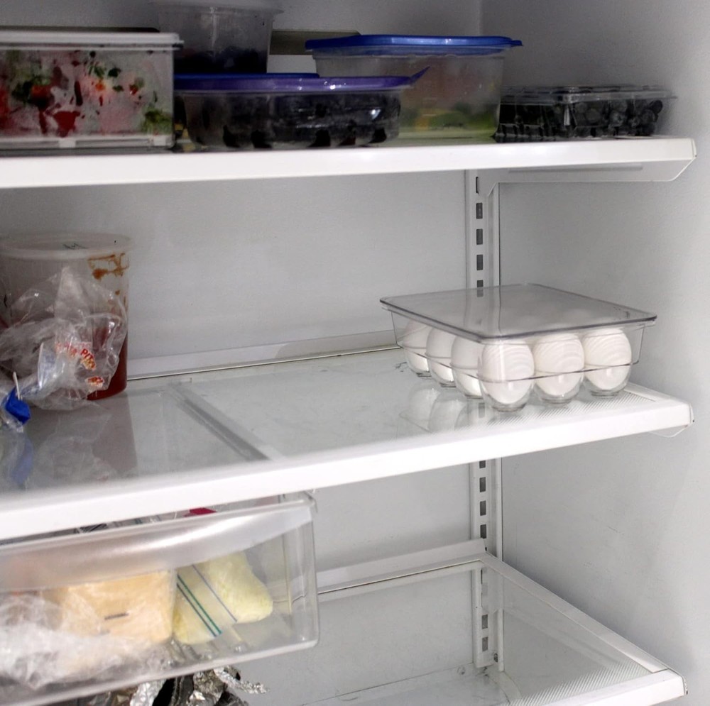 Clear Stackable 12 Egg Holder with Lid – Plastic Refrigerator Storage Container