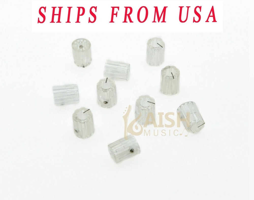Pack of 10 Guitar Amp Effect Pedal Knobs 1/4" Davies 1900H Style Knobs Clear
