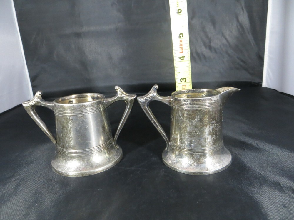 Vintage Sheffield Silver-Plated Creamer & Sugar Set Open