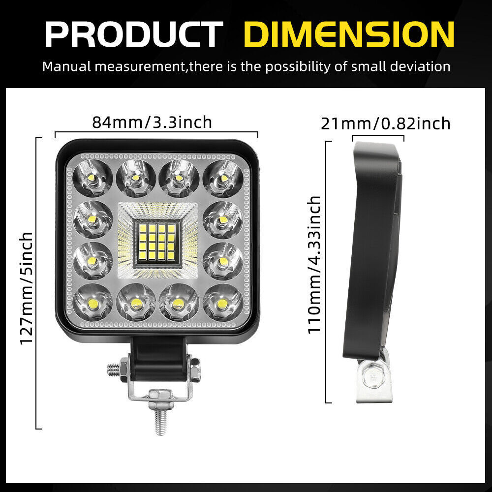 10Pcs 200W LED Work Light Truck OffRoad Tractor Flood Lamp 12V-24V Square 4inch