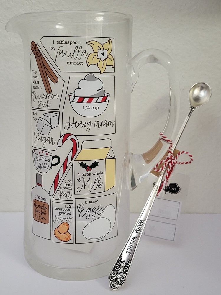 Christmas Eggnog Pitcher Glass By Mudpie