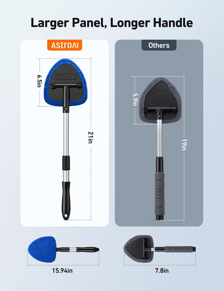 AstroAI Windshield Cleaner Tool Car Interior Detailing Cleaning Kit with Exte...