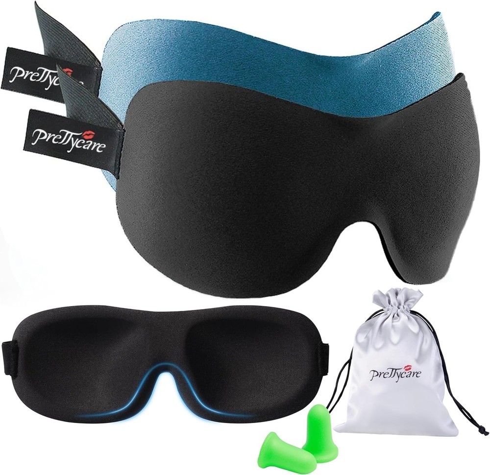 3D Sleep Mask for Side Sleeper 2 Pack Blackout