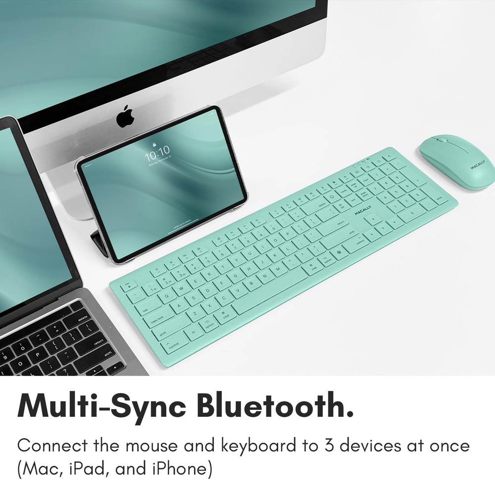 Macally Wireless Keyboard and Mouse Combo for Mac mini/Pro, iMac, MacBook, iP...