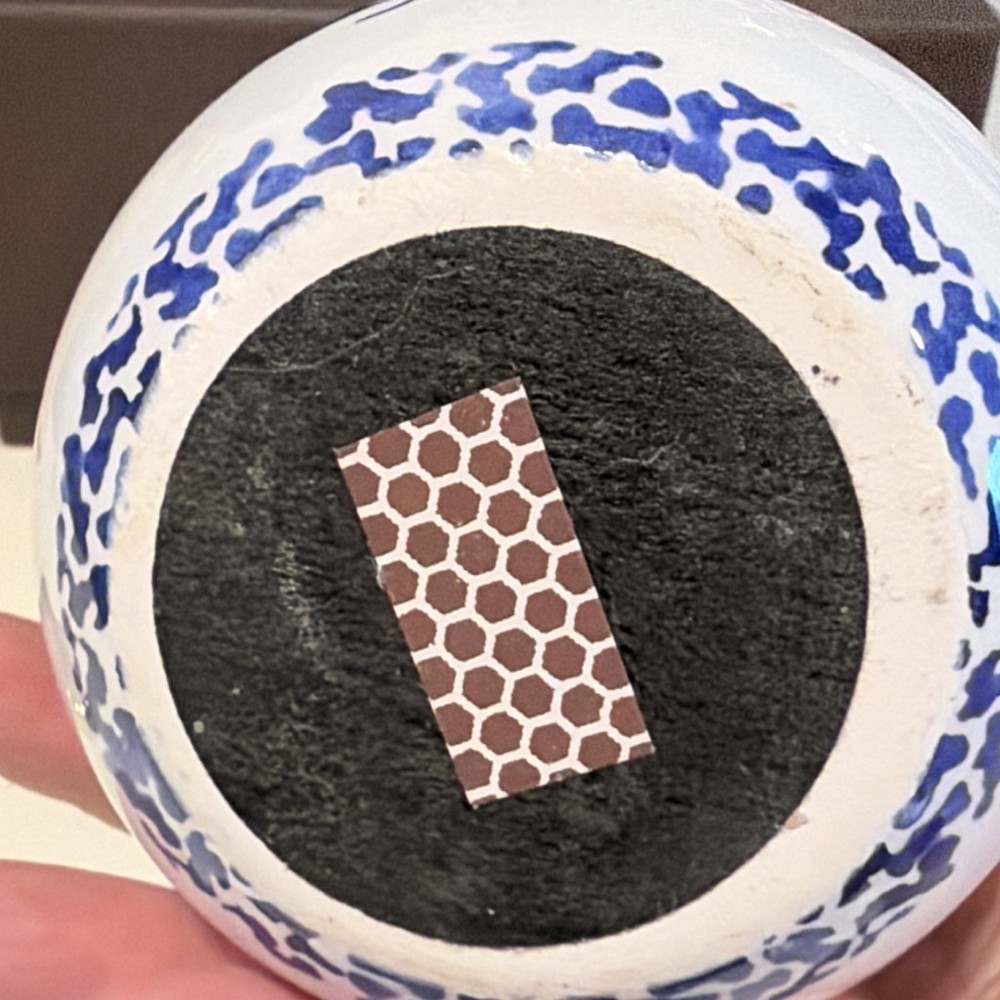 Ceramic Match Holder Blue Sailboat Decorative Design Striker on Base