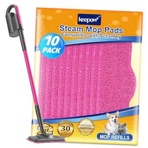 10 Pack Microfiber Steam Mop Pads Compatible with Schenley Steam Pink, 10 Pack