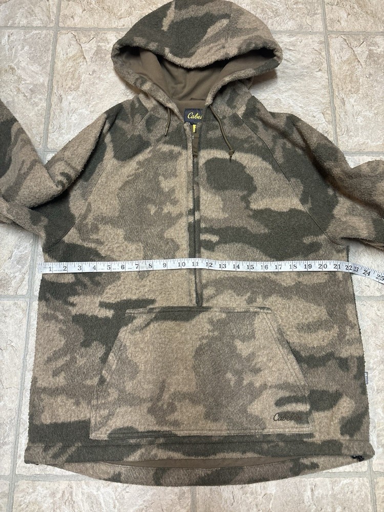 Cabelas Wooltimate Windshear Wool Camo Jacket 1/2 Zip Men’s Medium
